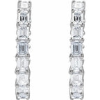 14K White Gold 3 CTW Natural Diamond Inside-Outside Hoop Earrings