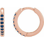 14K Rose Lab-Grown Blue Sapphire Hinged 12.5 mm Hoop Earrings