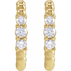 14K Yellow 3/8 CTW Natural Diamond Beaded 19.3 mm Hoop Earrings