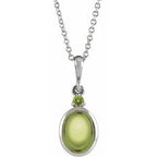 14K White 5x3 mm Natural Peridot 16-18" Necklace