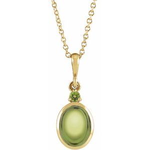 14K Yellow 6x4 mm Natural Peridot 16-18" Necklace