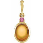 14K Yellow 6x4 mm Natural Citrine & Natural Pink Tourmaline Pendant