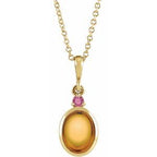 14K Yellow 6x4 mm Natural Citrine & Natural Pink Tourmaline 16-18" Necklace