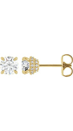 14K Yellow 9/10 CTW Natural Diamond Hidden Halo Earrings