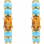 14K Yellow Natural Citrine Huggie 19.6 mm Hoop Earrings