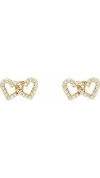 14K Yellow 1/5 CTW Natural Diamond Interlocking Heart Earrings