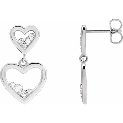 14K White 1/5 CTW Natural Diamond Heart Earrings
