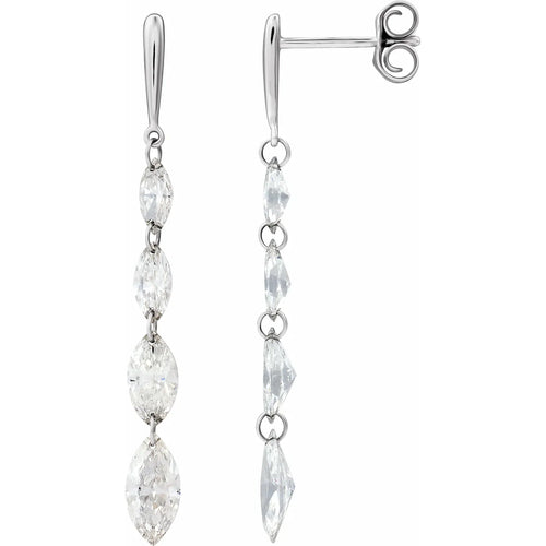 14K White 1 1/2 CTW Lab-Grown Diamond Drilled Diamond Earrings