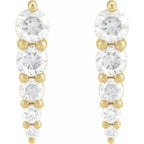 14K Yellow 1/2 CTW Natural Diamond Graduated Bar Earrings