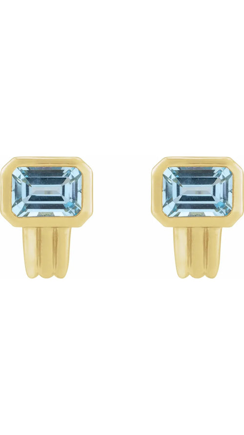 14K Yellow Natural Sky Blue Topaz Earrings