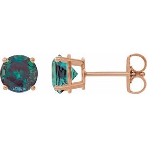 14K Rose 7 mm Lab-Grown Alexandrite Stud Earrings