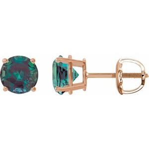 14K Rose 7 mm Lab-Grown Alexandrite Stud Earrings
