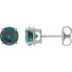 Platinum 8 mm Lab-Grown Alexandrite Stud Earrings