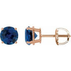 14K Rose 7 mm Lab-Grown Blue Sapphire Stud Earrings