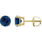 14K Yellow 6 mm Lab-Grown Blue Sapphire Stud Earrings