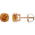 14K Rose 6 mm Natural Citrine Stud Earrings