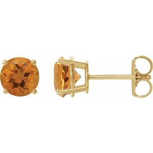 14K Yellow 8 mm Natural Citrine Stud Earrings