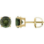 14K Yellow 6 mm Natural Green Tourmaline Stud Earrings