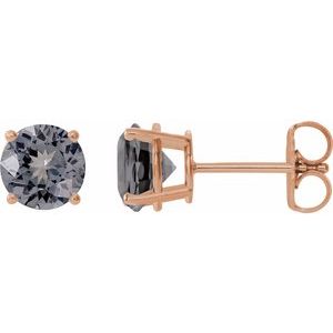 14K Rose 6 mm Natural Gray Spinel Stud Earrings