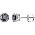 Platinum 6 mm Natural Gray Spinel Stud Earrings