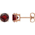 14K Rose 7 mm Natural Mozambique Garnet Stud Earrings