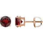 14K Rose 6 mm Natural Mozambique Garnet Stud Earrings