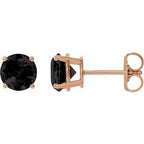 14K Rose 7 mm Natural Black Onyx Stud Earrings