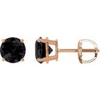 14K Rose 7 mm Natural Black Onyx Stud Earrings