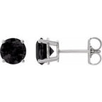 Platinum 8 mm Natural Black Onyx Stud Earrings