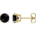14K Yellow 6 mm Natural Black Onyx Stud Earrings