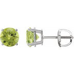Platinum 6 mm Natural Peridot Stud Earrings