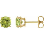 14K Yellow 8 mm Natural Peridot Stud Earrings