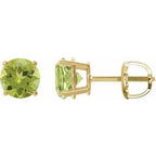 14K Yellow 6 mm Natural Peridot Stud Earrings