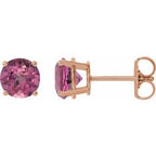 14K Rose 6 mm Natural Pink Tourmaline Stud Earrings