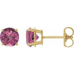 14K Yellow 6 mm Natural Pink Tourmaline Stud Earrings