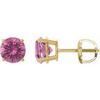 14K Yellow 7 mm Lab-Grown Pink Sapphire Stud Earrings