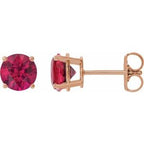 14K Rose 7 mm Lab-Grown Ruby Stud Earrings