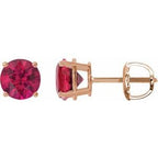 14K Rose 6 mm Lab-Grown Ruby Stud Earrings