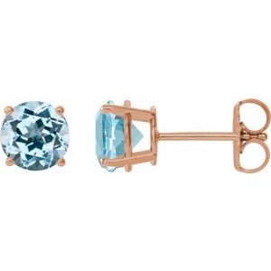 14K Rose 8 mm Natural Sky Blue Topaz Stud Earrings