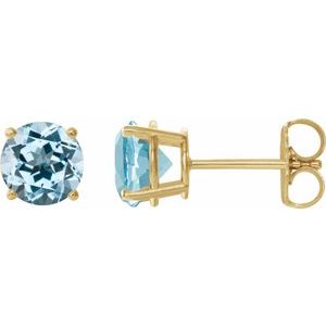 14K Yellow 8 mm Natural Sky Blue Topaz Stud Earrings