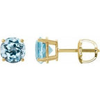 14K Yellow 6 mm Natural Sky Blue Topaz Stud Earrings