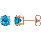 14K Rose 8 mm Natural Swiss Blue Topaz Stud Earrings