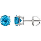 Platinum 7 mm Natural Swiss Blue Topaz Stud Earrings