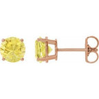 14K Rose 7 mm Lab-Grown Yellow Sapphire Stud Earrings