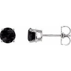 14K White 5 mm Natural Black Onyx Stud Earrings