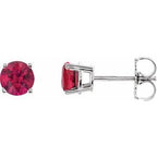 14K White 5 mm Natural Ruby Stud Earrings