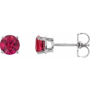 14K White 5 mm Natural Ruby Stud Earrings