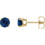 14K Yellow 5 mm Natural Blue Sapphire Stud Earrings