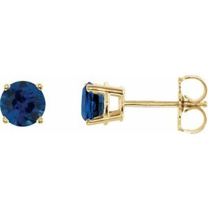 14K Yellow 5 mm Natural Blue Sapphire Stud Earrings