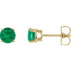 14K Yellow 5 mm Lab-Grown Emerald Stud Earrings